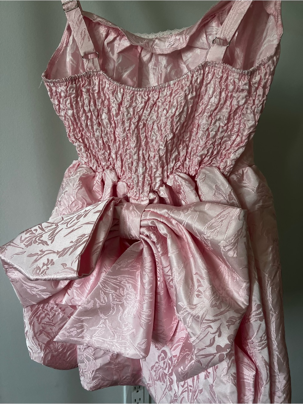 Pink Textured Bubble Hem Mini Dress - Picture 3 of 3